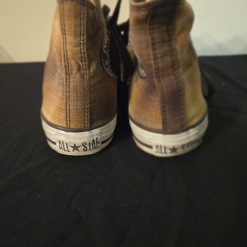 Converse Size 6.5 Chucks Tartan Frames Taylor All Star 112424 Braun - Picture 8 of 11